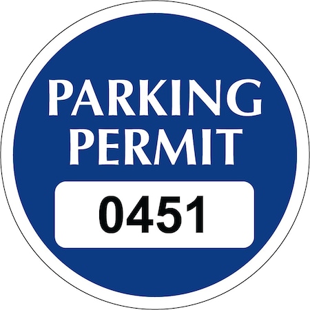 Lustre-Cal Static Cling Parking Permit Dark Blue 2in x 2in  Circle Serialized 450-500, 50PK 253753SCL1BdDi0451